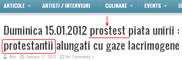 captură ecran site cultură analfabet tustiai.ro protest jandarm 